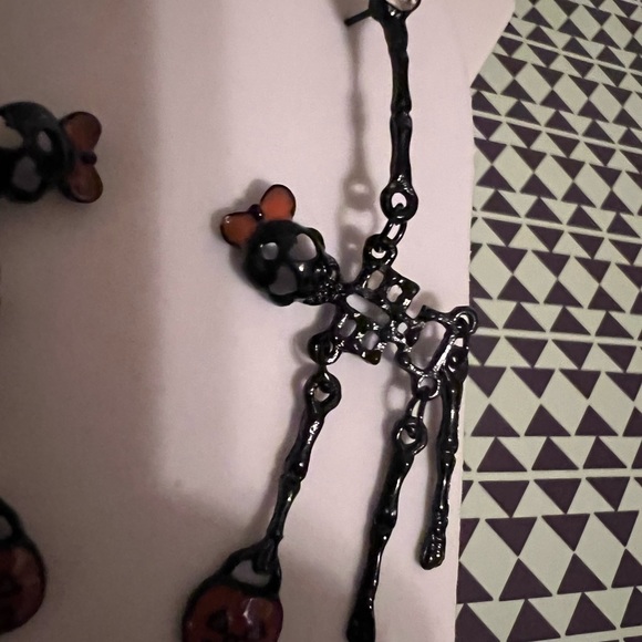 Halloween Dancing Skeleton Dangle Earrings - Picture 5 of 5